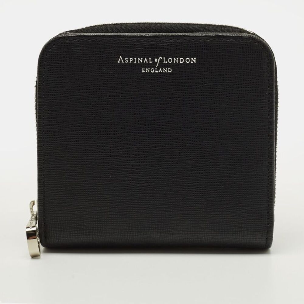 Aspinal Of London Black Leather Compact Wallet
